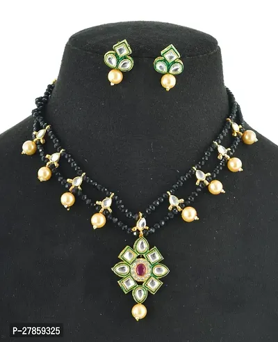 Kundan Tikda Necklace Earring Set For Women and Girls