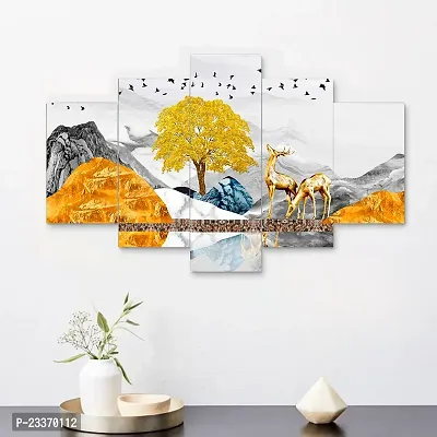 Nature Vignettes Set of Five Framed Wall Painting for Home Decoration , Paintings for Living room , Bedroom , Big Size 3D Scenery ( 75 X 43 CM)-thumb5