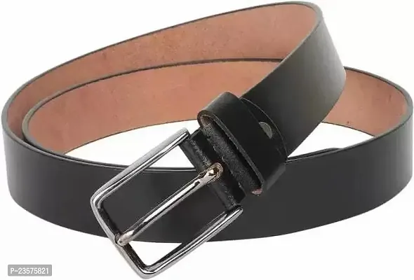 Comfortable Black Synthetic Leather Slim Belt For Men-thumb0