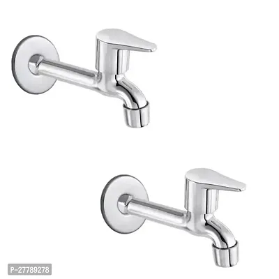 Stainless Steel Alloy Wall Mounted Long Body Bib Cock Tap With Wall Flange (Set Of 2)-thumb0