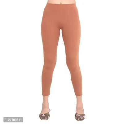 Kothari Gold Fabulous Solid Tailored Cut  Classic Fit Super Stretchable Cotton Fabric Ankle Length Leggings For Women In Rust Orange Colour-thumb0