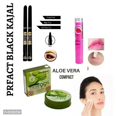 Face Powder Aloevera 99 % Pack Of 1 With Perfact Kajal Pack Of 2 With Pink Magic Lip Balm Pack Of 1-thumb0