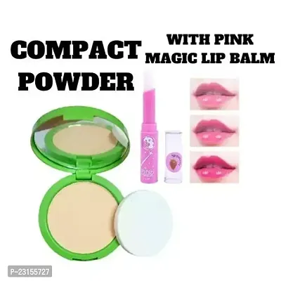 Pink Magic Lip Balm Moisturize Lips Gives Natural Pink Colour Pack Of 1 With Mandm Green Tea Two Shades Compact Powder Minimises The Look Of Pores As It Provides Moderate-To-Full Coverage And A Matte Finish Pack Of 1