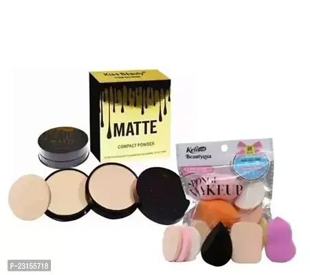 Makeup Sponge Powder Puff (Pack Of 1) With Matte Face Powder (Pack Of 1)