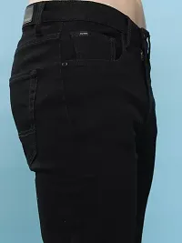 Stylish Black Denim Solid Slim Fit Jeans For Men-thumb2