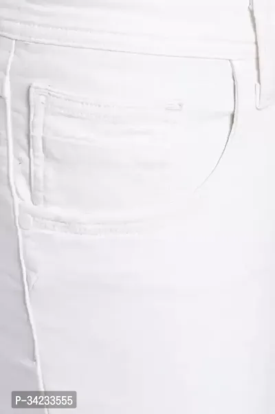 Stylish White Denim Solid Slim Fit Jeans For Men-thumb2