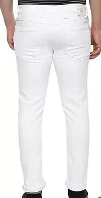 Stylish White Denim Solid Slim Fit Jeans For Men-thumb2