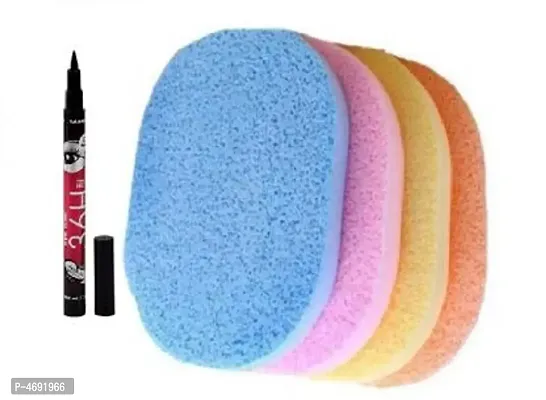 Wash Pad PCs Face Cleaning Sponge Puff with eyeliner 36h  (5 Items in the set)