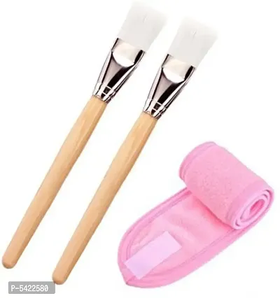 2 PCS Face Pack Brush with Facial Spa Headband Adjustable Makeup Tools for Home and Salon