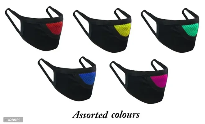 Soft, Washable & Reusable Pollution, Face Protection Mask - Assorted colours (Set of 5)-thumb0