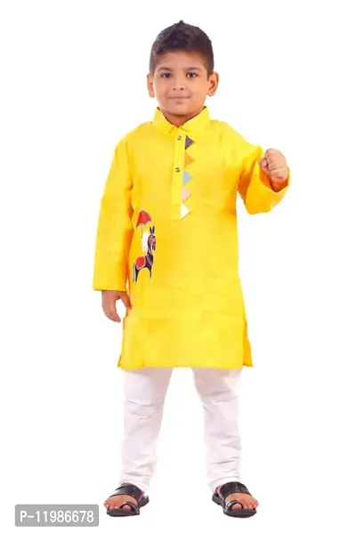 Trendy Pure Cotton Kids/Boys Kurta Pajama Set with Embroidery work-thumb0