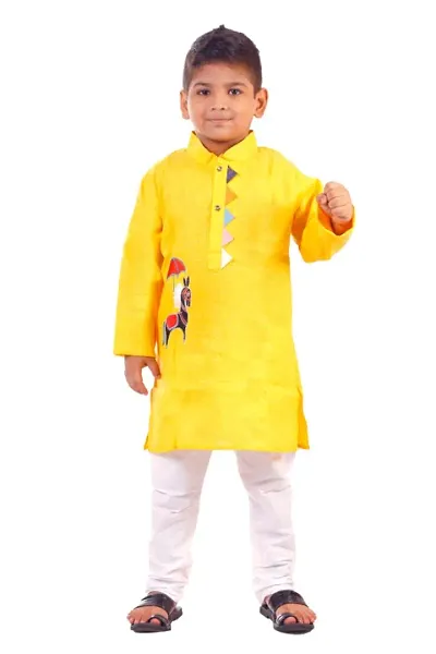 Trendy Pure Kids/Boys Kurta Pajama Set with Embroidery work