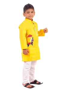 Trendy Pure Cotton Kids/Boys Kurta Pajama Set with Embroidery work-thumb1