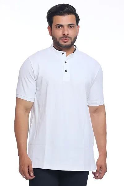 Classic Regular Fit Mandarin Neck T Shirt for Mens