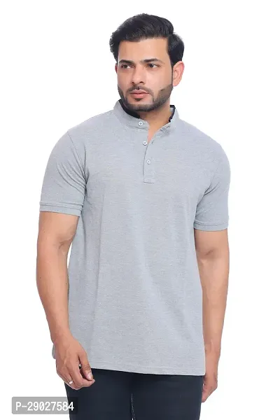 Classic Regular Fit Mandarin Neck T Shirt for Mens