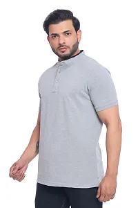 Classic Regular Fit Mandarin Neck T Shirt for Mens-thumb3