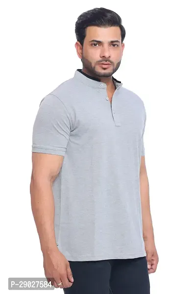 Classic Regular Fit Mandarin Neck T Shirt for Mens-thumb3