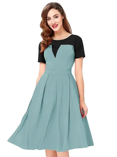 Fit And Flare Solid Midi Dresses