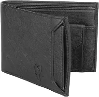 Designer Black Artificial Leather Self Design Two Fold Wallet For Men-thumb1