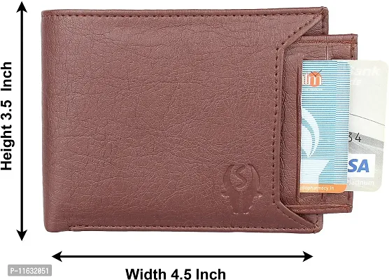 Designer Brown Artificial Leather Self Design Money Clip For Men-thumb4