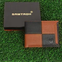 Designer Brown Artificial Leather Self Design Two Fold Wallet For Men-thumb3