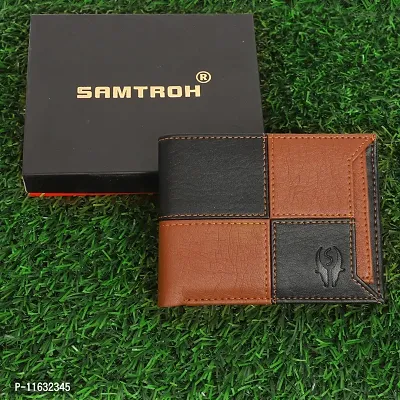 Designer Brown Artificial Leather Self Design Two Fold Wallet For Men-thumb4