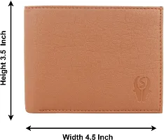 Designer Tan Artificial Leather Self Design Two Fold Wallet For Men-thumb1