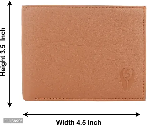 Designer Tan Artificial Leather Self Design Two Fold Wallet For Men-thumb2