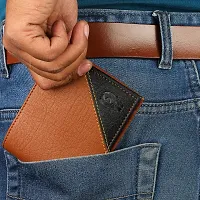 Designer Brown Artificial Leather Self Design Two Fold Wallet For Men-thumb3