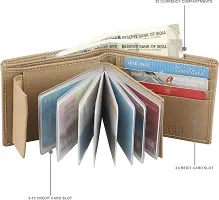 Designer Beige Artificial Leather Self Design Two Fold Wallet For Men-thumb1