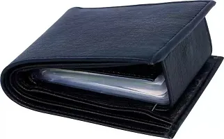 Designer Black Artificial Leather Self Design Two Fold Wallet For Men-thumb3