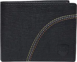 Designer Black PU Self Design Two Fold Wallet For Men-thumb1