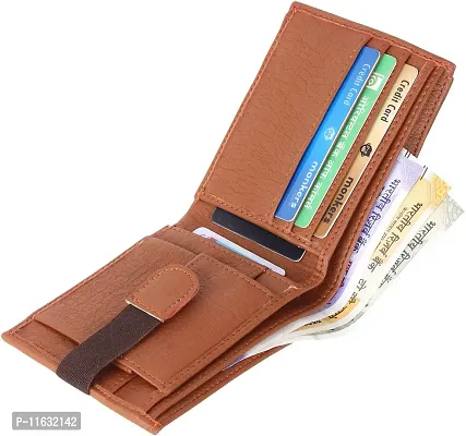 Designer Brown Artificial Leather Self Design Two Fold Wallet For Men-thumb2