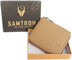 Designer Beige Artificial Leather Self Design Two Fold Wallet For Men-thumb4