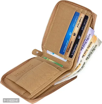Designer Beige Artificial Leather Self Design Two Fold Wallet For Men-thumb2