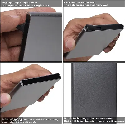 Designer Grey Metal Self Design Card Holder For Men-thumb3
