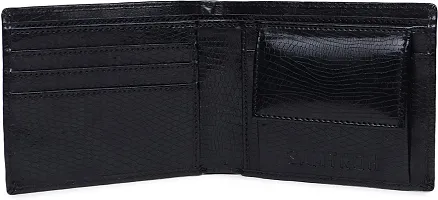 Designer Black PU Self Design Two Fold Wallet For Men-thumb3