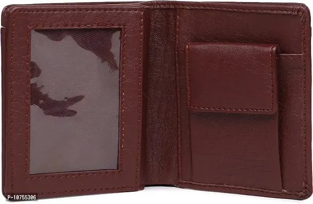 Designer Brown PU Self Design Two Fold Wallet For Men-thumb2