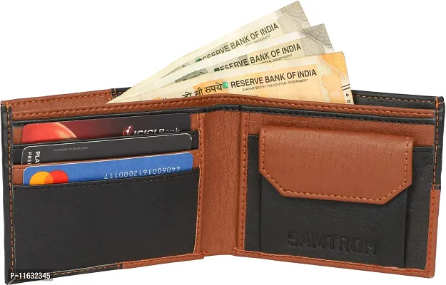 Designer Brown Artificial Leather Self Design Two Fold Wallet For Men-thumb3