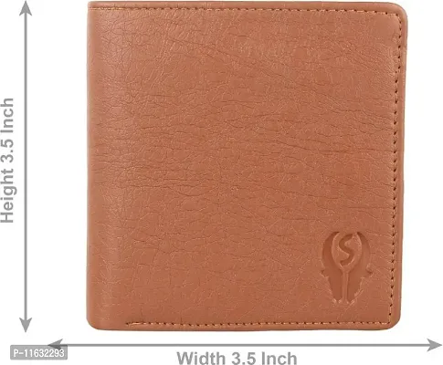 Designer Tan Artificial Leather Self Design Two Fold Wallet For Men-thumb5