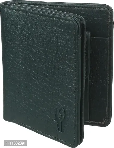 Designer Green Artificial Leather Self Design Two Fold Wallet For Men-thumb0