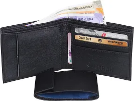 Designer Black Artificial Leather Self Design Two Fold Wallet For Men-thumb1