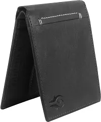 Designer Black Artificial Leather Self Design Two Fold Wallet For Men-thumb4