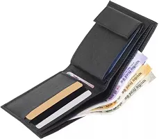 Designer Black Artificial Leather Self Design Two Fold Wallet For Men-thumb1