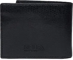 Designer Black PU Self Design Two Fold Wallet For Men-thumb2