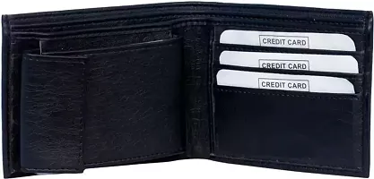 Designer Black Artificial Leather Self Design Two Fold Wallet For Men-thumb4