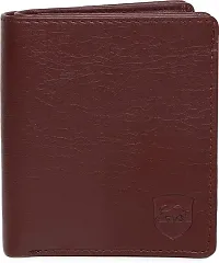 Designer Brown PU Self Design Two Fold Wallet For Men-thumb2