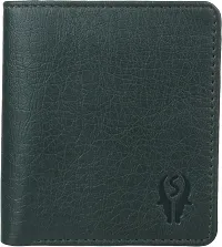 Designer Green Artificial Leather Self Design Two Fold Wallet For Men-thumb1