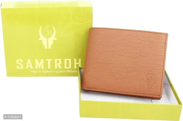 Designer Tan Artificial Leather Self Design Money Clip For Men-thumb5