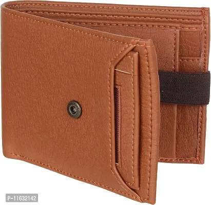 Designer Brown Artificial Leather Self Design Two Fold Wallet For Men-thumb0